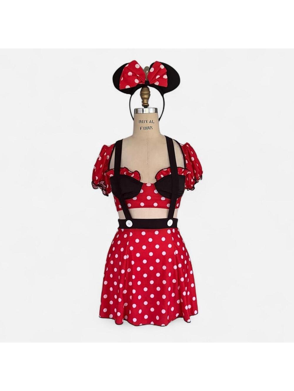 Minnie Mouse Costume Red White Polka Dot 3 Piece